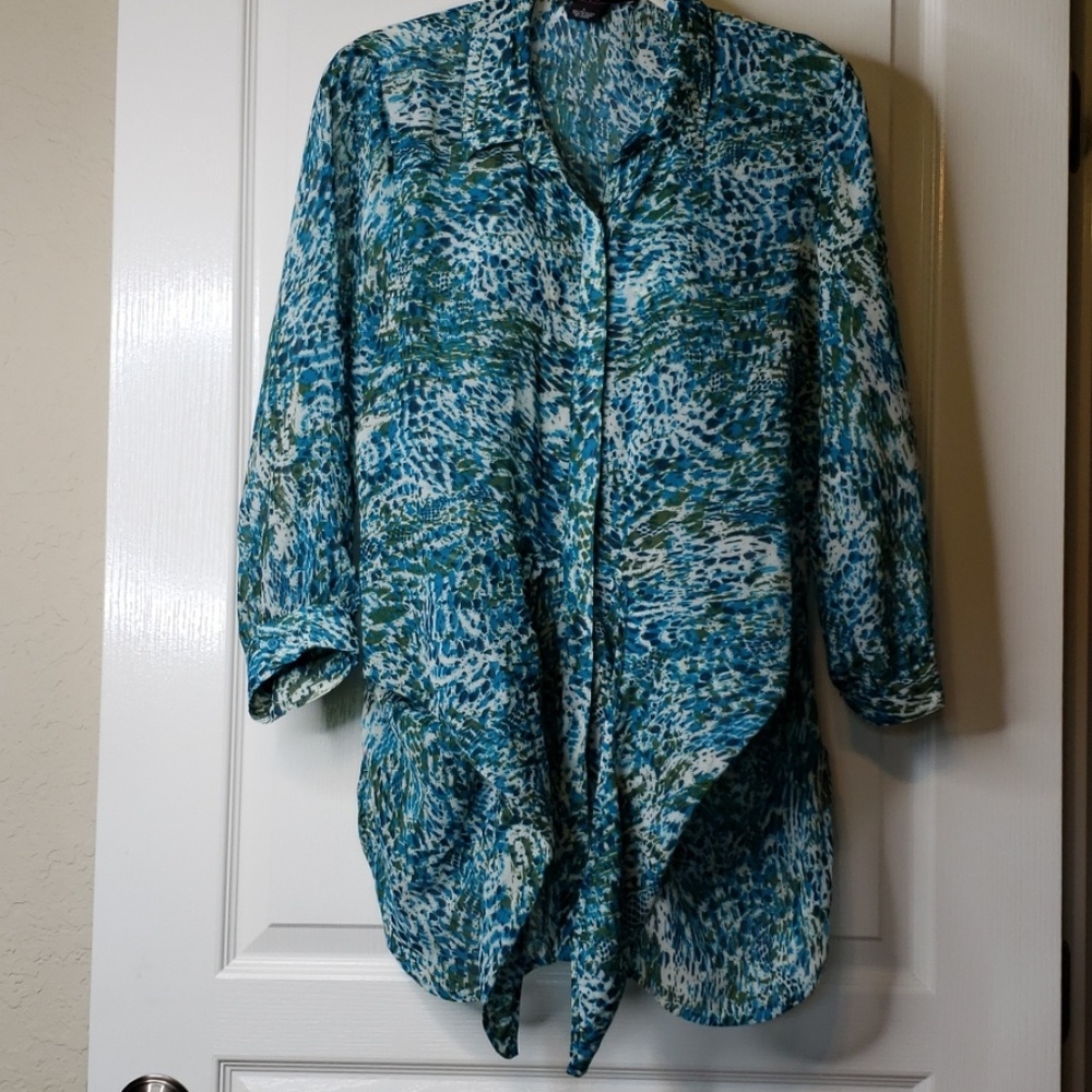 Ladies Button Up Tie Front Blouse